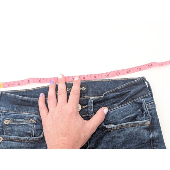 Express Mid Rise Leggings Skinny Jeans Distressed Dark Wash 26/29.5 Size 00 - Picture 5 of 10